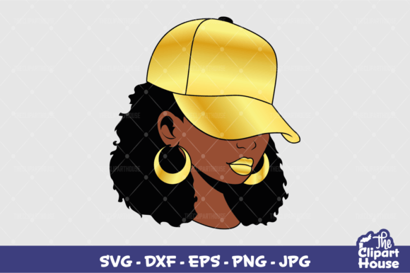 African American Hat Low Woman Gold Graphics for Crafts