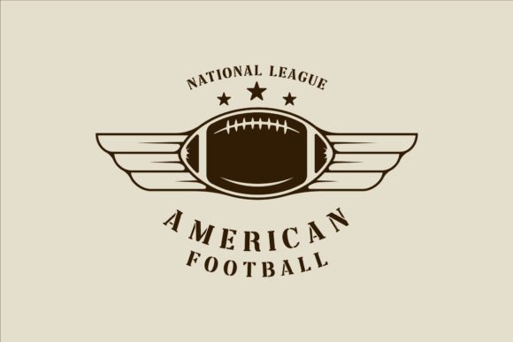 American Football Logo with Wing Vintage