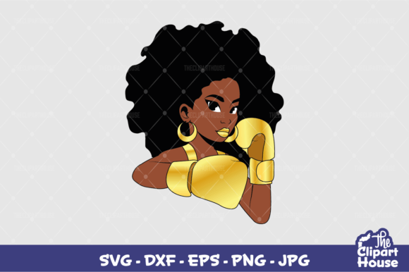 Black Woman Fighter Gold Graphics