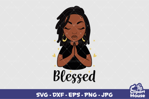 Blessed Praying Locs Woman Graphics for Crafts