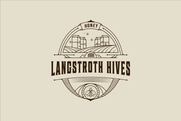 Langstroth Hive Logo Line Art Vintage Graphics