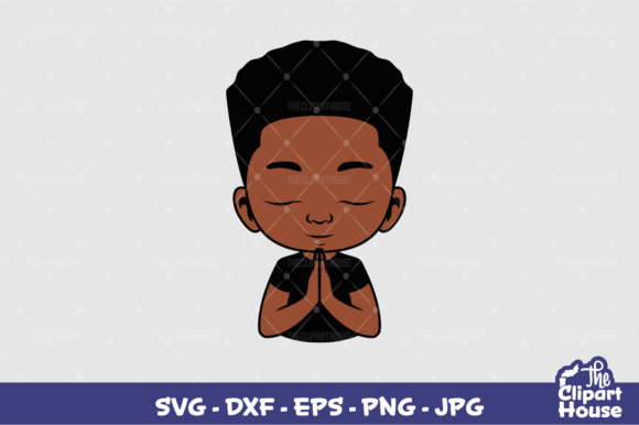 Praying Black Boy Graphics for Crafts