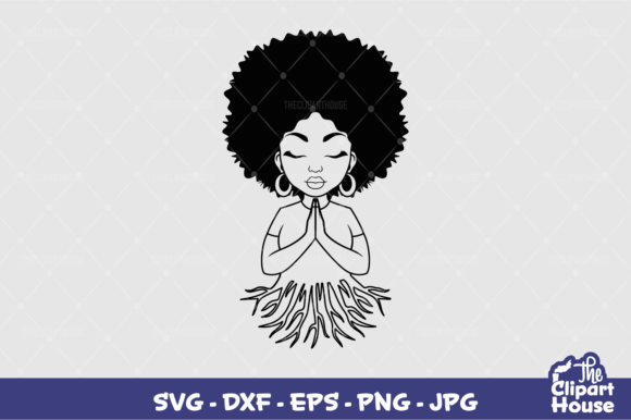 Praying Roots Black Woman Outline Graphics for Crafts